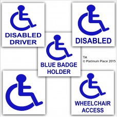 Disabled Sticker Set - 5 of Our Popular Stickers-Blue Badge Holder,Driver,Wheelchair Access,Logo  - Disability Signs